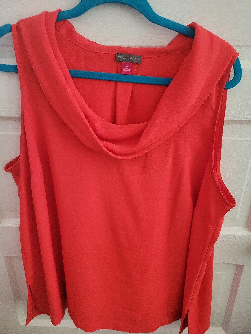 Vince Camuto Coral Red Sleeveless Drape Neck Cami
